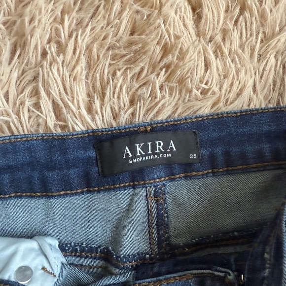 AKIRA Blue Denim and faux Leather Jeans TURN AROUND CONTOUR SKINNY DENIM - Picture 3 of 6